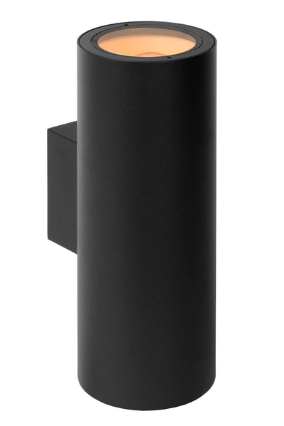 Lucide VOLANTIS Applique da esterno nera, 2xE27, IP54, luce verso l’alto e verso il basso, cilindro moderno in alluminio