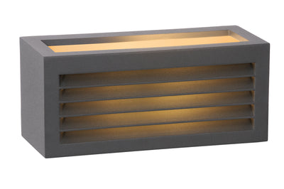 Applique da parete Lucide DIMO Antracite, interno esterno, portalampada E27, IP54, corpo in alluminio rettangolare