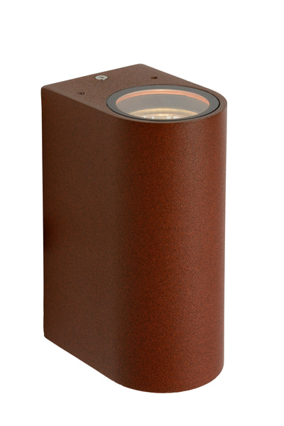 Lucide BOOGY applique da parete interno esterno 2xGU10 IP44 Alluminio ruggine moderno illuminazione su e giù