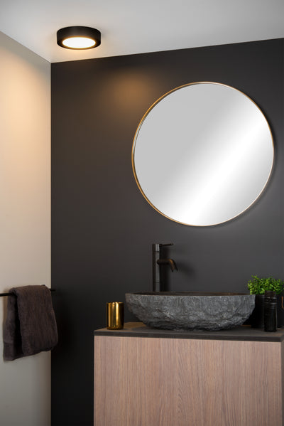 Lucide BRICE plafoniera LED da bagno, 12W 3000K dimmerabile, IP44 rotonda Nera Ø18cm