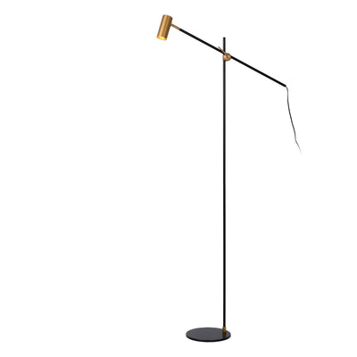 Lucide PHILINE lampada da lettura da terra moderna, 1xGU10, compatibile LED, altezza regolabile, Nero opaco con testa dorata