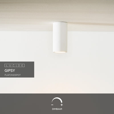Faretto da soffitto Lucide Gipsy, 1xGU10, 220-240V, IP20, gesso bianco, design moderno cilindrico Ø7cm