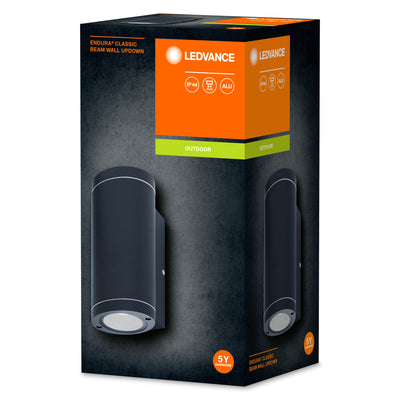Ledvance ENDURA BEAM Applique da Parete UpDown GU10, 2x35W, IP44 per Esterni a Superficie, Alluminio Grigio Scuro