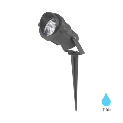 Braytron Faretto LED a picchetto 9W Ambra 220-240V IP65 IK08 da esterno in alluminio Grigio fascio 60°