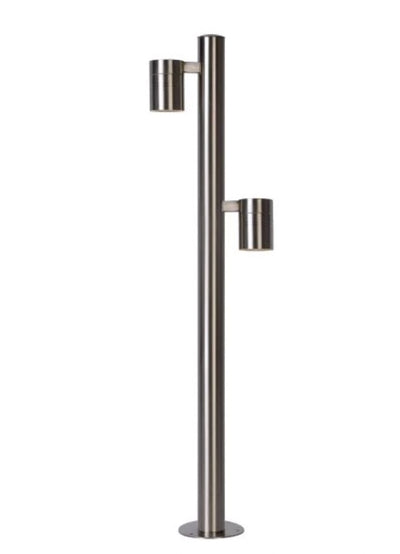Lampada da esterno con presa Lucide ARNE-LED, 2x5W GU10 LED 2700K, IP44, acciaio inox finitura cromo satinato