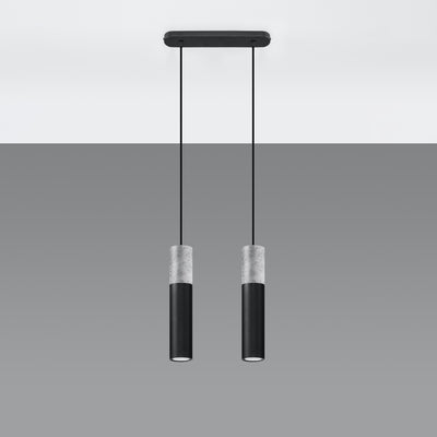 Lampada a sospensione LED Sollux Lighting BORGIO Cemento Nero, 2x GU10, IP20, Alluminio Acciaio, CE RoHS