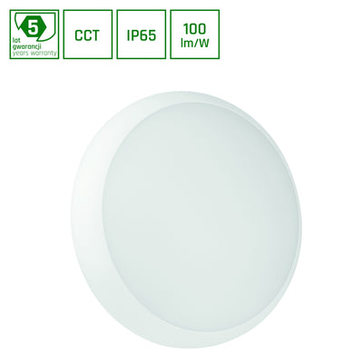 Spectrum NYMPHEA CITY PRO plafoniera LED rotonda da superficie 18W 230V CCT 1800 lumen IP65 IK10 sensore