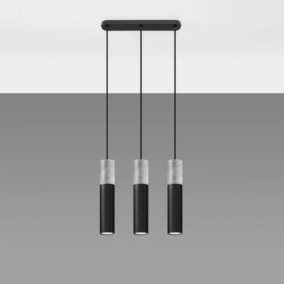 Sollux Lighting BORGIO 3L lampada a sospensione LED, cemento Nero Grigio, 3 x GU10, IP20, 230V, CE