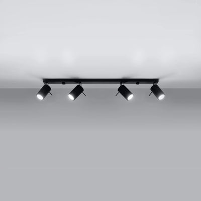 Sollux Lighting Faretto da soffitto LED Nero RING, 4 attacchi GU10, IP20, alluminio, CE RoHS
