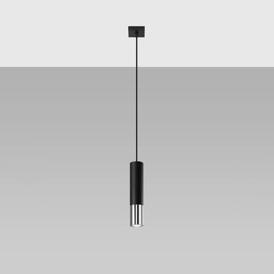 Lampada a sospensione LED Sollux Lighting Loopez Cromo Nero, 1x GU10, IP20, 220-240V, Alluminio