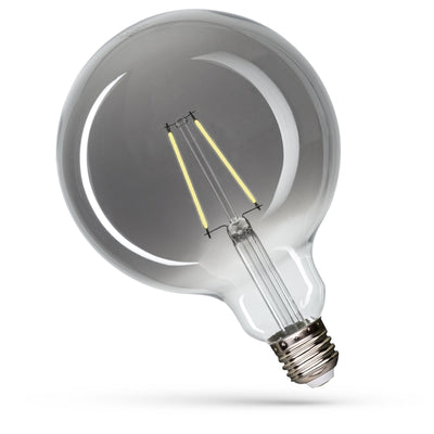Spectrum LED Globo G125 E27 230V 4.5W 4000K Bianco Neutro COG Filamento Vetro Fumè Iridescenza Nera