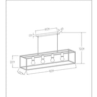 Lucide RUBEN pendant light, 4xE27 sockets, Black & Satin brass, metal fixture, 1520mm height, IP20 dimmable