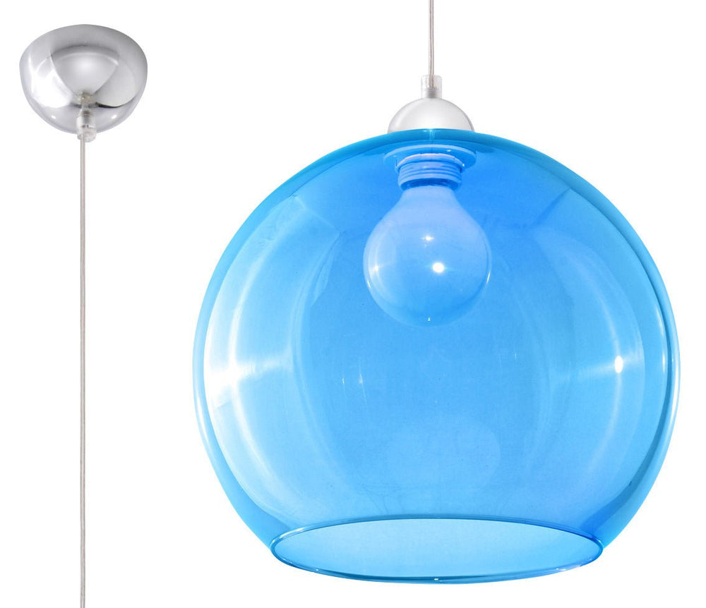 Sollux Lighting blue Ball pendant LED lamp 50W, IP20, 220-240V AC, 4000K, CRI 80, aluminum