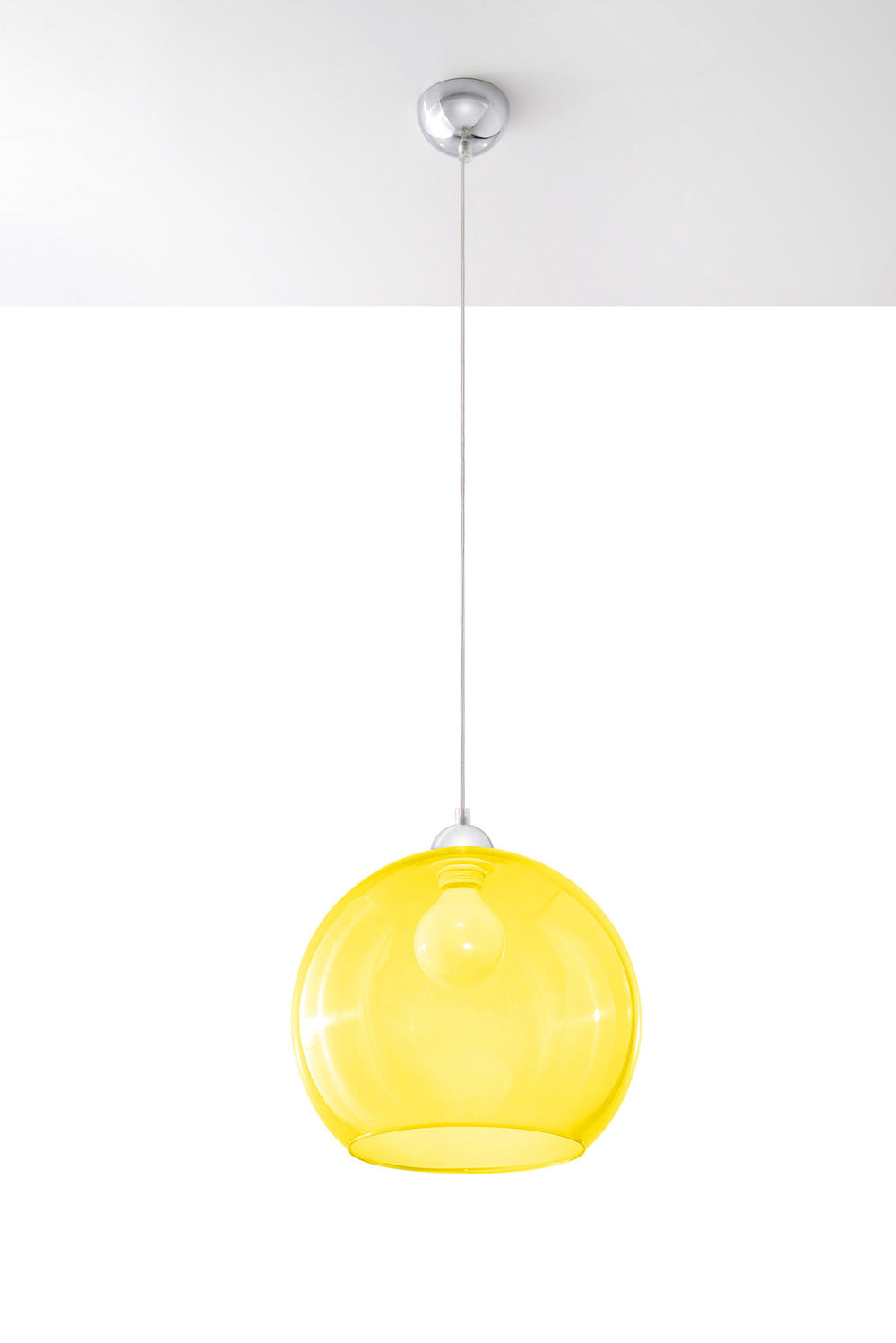 Sollux Lighting hanglamp BALL geel, LED, 220-240V, mat goud finish