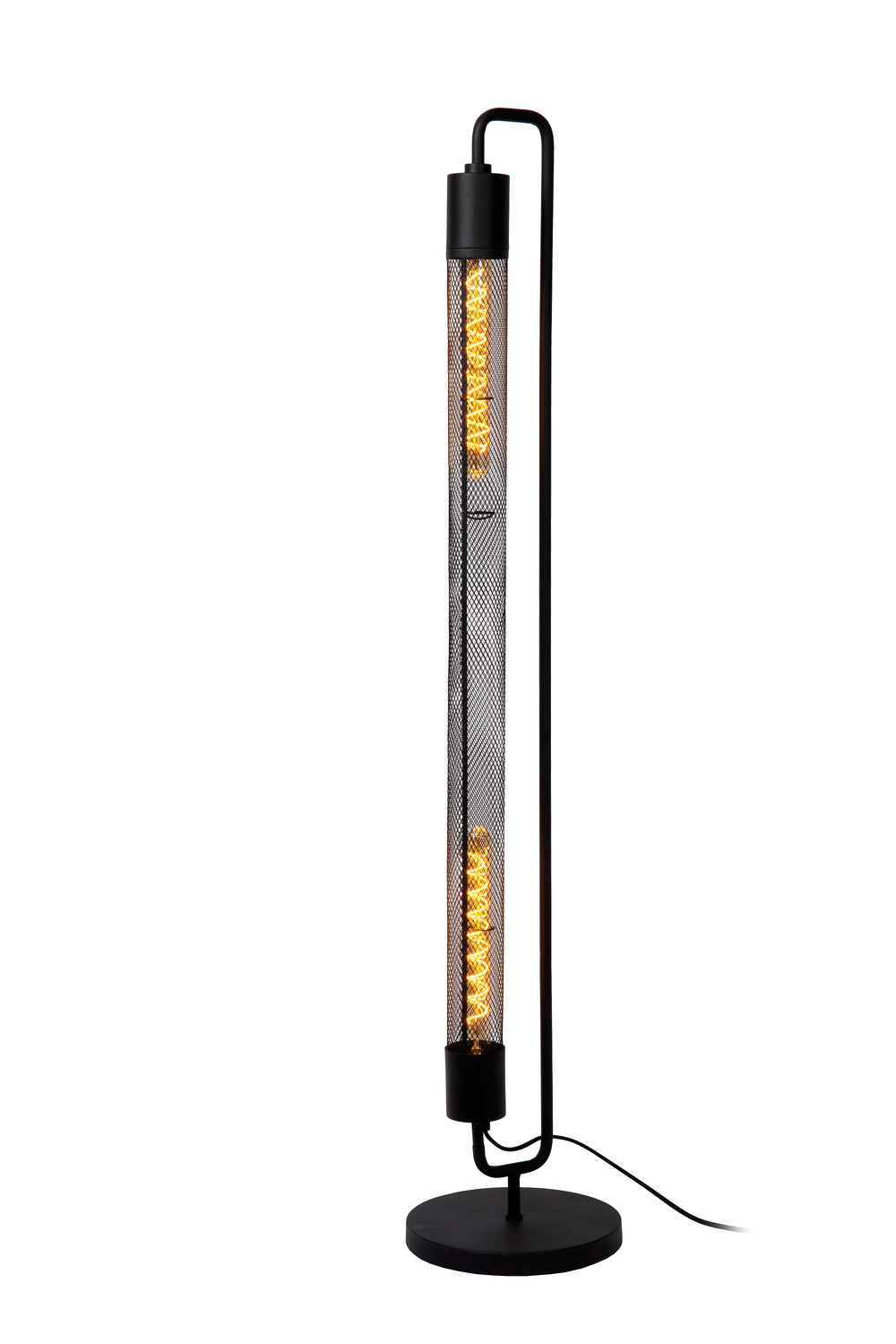 Lampada da terra Lucide CALIXT, 2x attacchi E27, 220-240V, dimmerabile, metallo nero, design moderno, IP20, altezza 1300mm