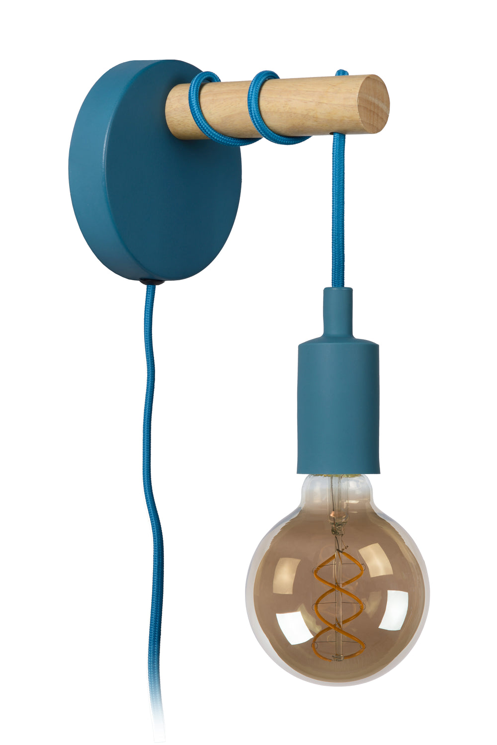 Lucide POLA lampada da parete per bambini, 1xE27 attacco, finitura Blu, design rotondo moderno, 220-240V, IP20