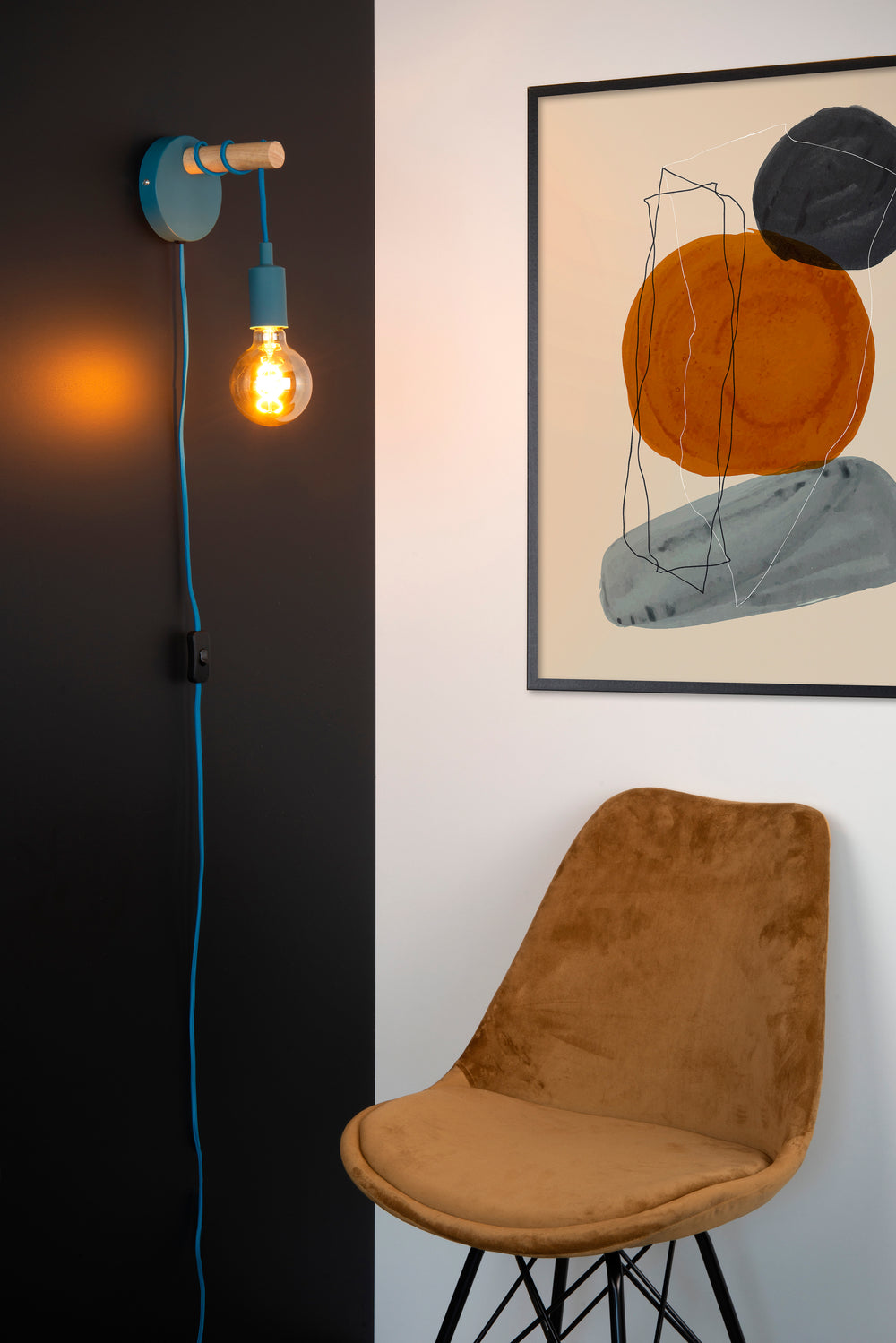 Lucide POLA lampada da parete per bambini, 1xE27 attacco, finitura Blu, design rotondo moderno, 220-240V, IP20