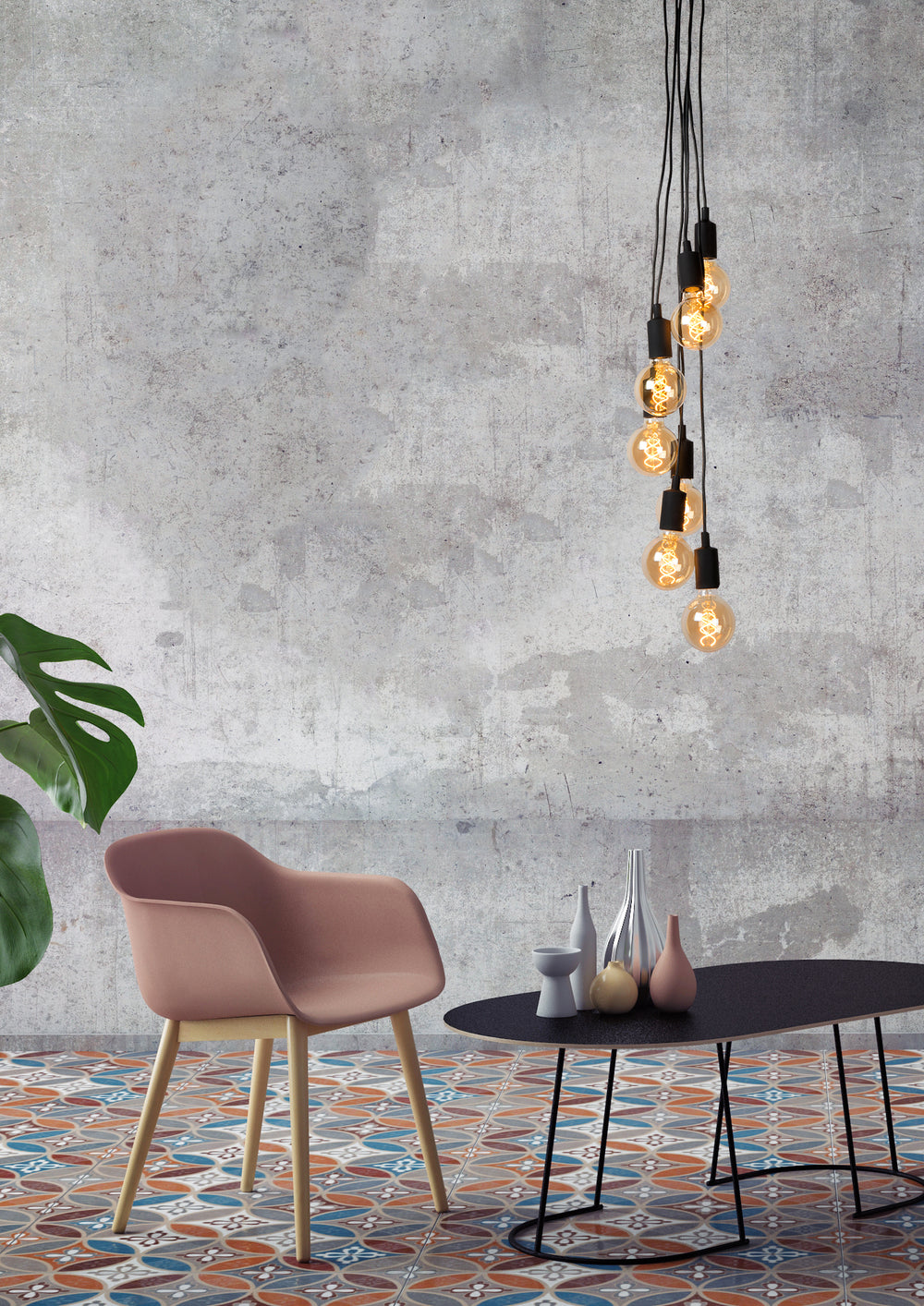 Lucide FIX modern hanging light, 7xE27 sockets, Black round metal design, adjustable height, IP20, 220-240V