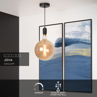 Lampada a sospensione Lucide JOVA Nero & Oro, 1xPortalampada E27, altezza regolabile, design in metallo, IP20 lampadario da interno