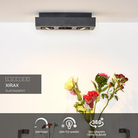 Faretto da soffitto LED Lucide XIRAX, 3x5W GU10, dim to warm 2200K-3000K, IP20, alluminio Nero Sabbia