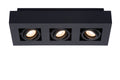 Lucide XIRAX LED ceiling spotlight, 3x5W GU10, dim to warm 2200K-3000K, IP20, Sand Black aluminum
