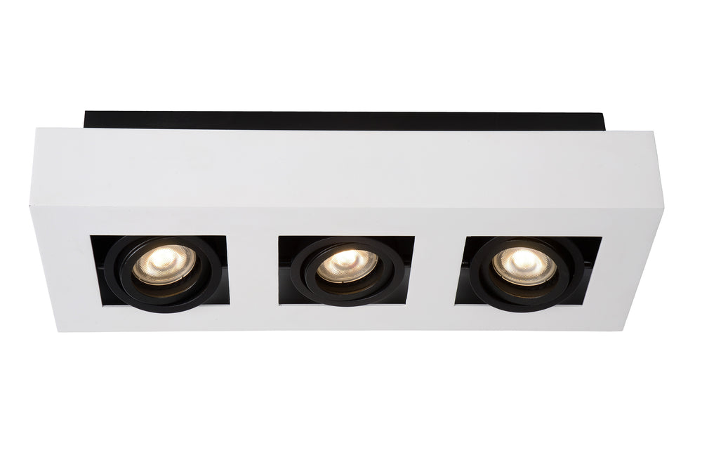 Lucide XIRAX faretto da soffitto LED, 3x5W GU10, dim to warm 2200K-3000K, IP20, Alluminio bianco