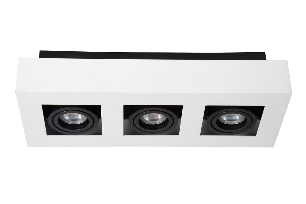 Lucide XIRAX faretto da soffitto LED, 3x5W GU10, dim to warm 2200K-3000K, IP20, Alluminio bianco