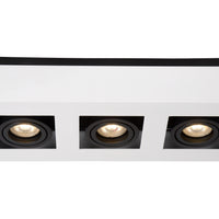 Lucide XIRAX LED ceiling spotlight, 3x5W GU10, dim to warm 2200K-3000K, IP20, White aluminium