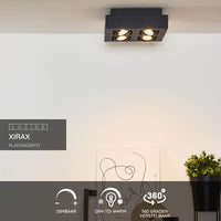 Lucide XIRAX LED ceiling spotlight 4x5W GU10 dim to warm 2200K-3000K Black aluminium modern square IP20