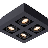 Lucide XIRAX LED ceiling spotlight 4x5W GU10 dim to warm 2200K-3000K Black aluminium modern square IP20