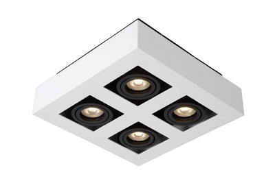Lucide XIRAX faretto da soffitto LED, 4x5W GU10, dim to warm 2200K-3000K, IP20, quadrato Alluminio bianco