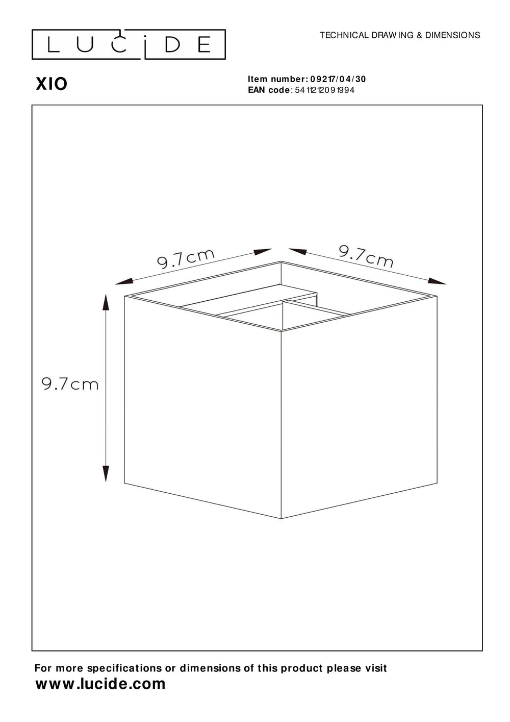 Lucide XIO applique LED dimmerabile G9 1x4W 2700K angolo del fascio regolabile Design moderno quadrato Nero