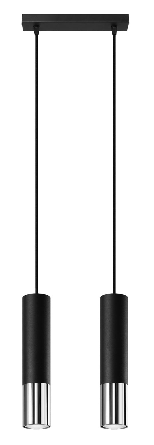 LED hanglamp zwart chrome with 2 x GU10 fitting by Sollux Lighting
