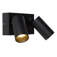Lucide TAYLOR wall light with 2xGU10, IP54 motion sensor, sand black aluminium modern outdoor spot