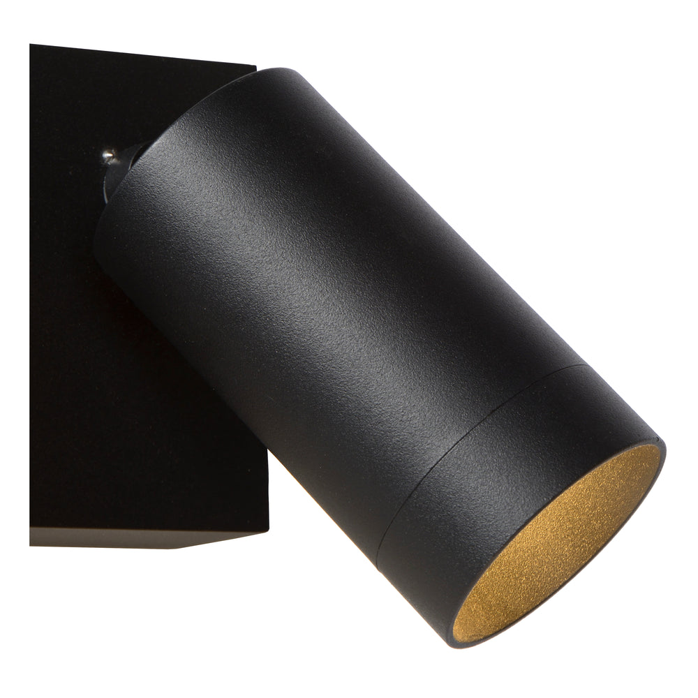 Lucide TAYLOR wall light with 2xGU10, IP54 motion sensor, sand black aluminium modern outdoor spot