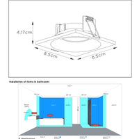 Lucide ZIVA faretto LED da incasso Sand Black, 1xGU10, luce da bagno IP44, alluminio quadrato 85x85mm