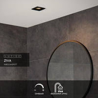Lucide ZIVA faretto LED da incasso Sand Black, 1xGU10, luce da bagno IP44, alluminio quadrato 85x85mm