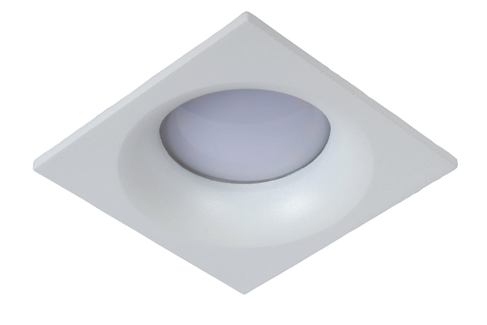 Lucide ZIVA bathroom recessed spotlight, 1xGU10, IP44, White aluminium, square 85x85mm, modern design