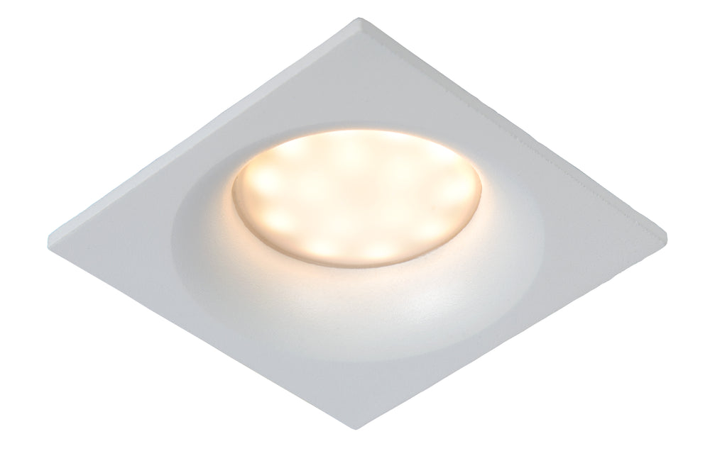 Lucide ZIVA bathroom recessed spotlight, 1xGU10, IP44, White aluminium, square 85x85mm, modern design