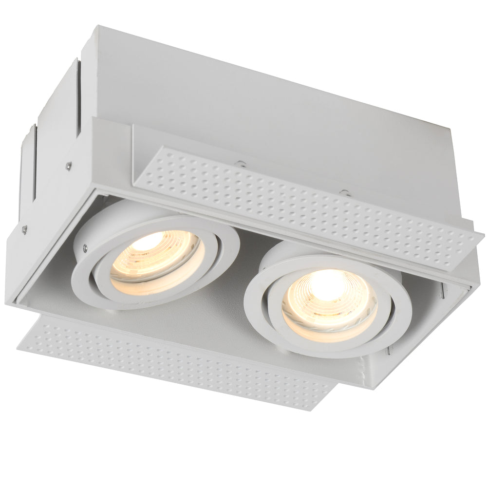 Lucide TRIMLESS faretto da incasso 2xGU10, alluminio, orientabile, dimmerabile, IP20, Bianco, 185x97mm