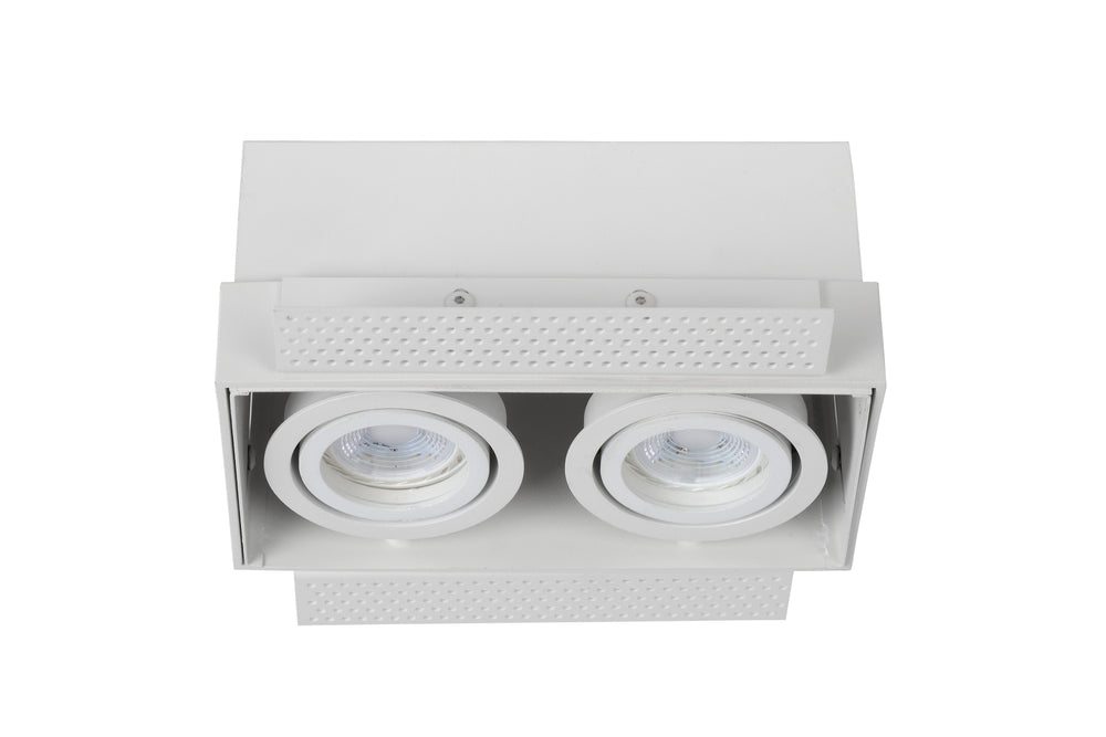 Lucide TRIMLESS faretto da incasso 2xGU10, alluminio, orientabile, dimmerabile, IP20, Bianco, 185x97mm