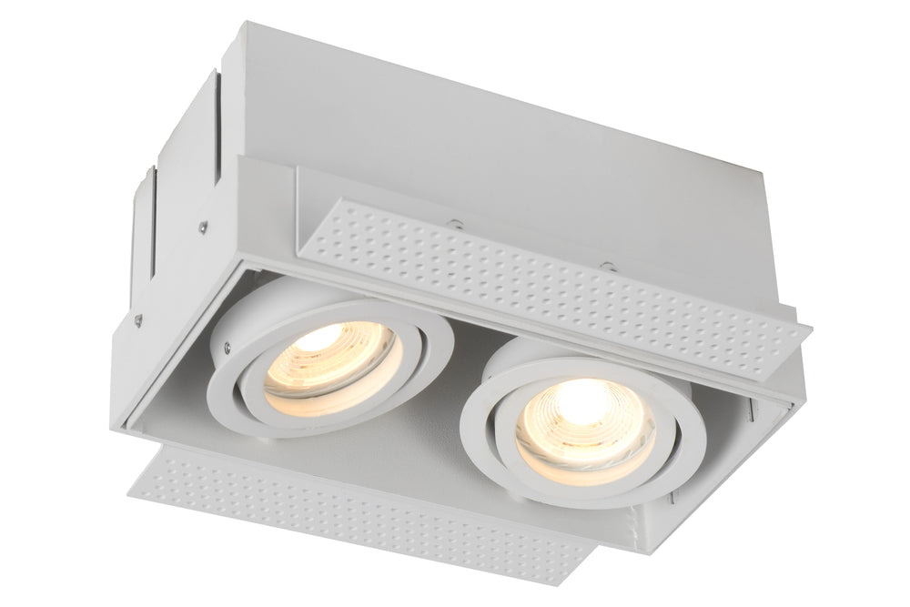 Lucide TRIMLESS faretto da incasso 2xGU10, alluminio, orientabile, dimmerabile, IP20, Bianco, 185x97mm