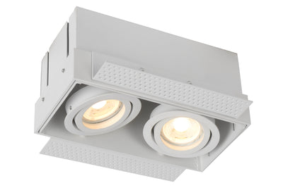 Lucide TRIMLESS faretto da incasso 2xGU10, alluminio, orientabile, dimmerabile, IP20, Bianco, 185x97mm