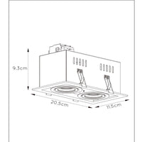 Lucide CHIMNEY faretto da incasso 2xGU10 Alluminio Nero Sabbia IP20 220-240V 205x115mm design moderno