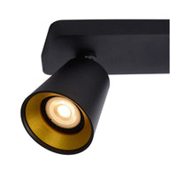 Lucide TURNON LED ceiling spotlight, 2x5W GU10, dim to warm 2200K-3000K, Black Aluminium, IP20