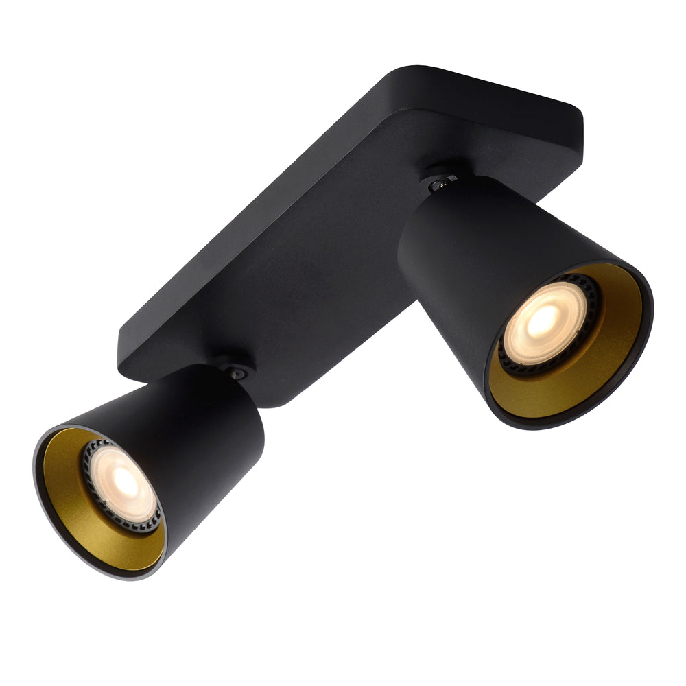Lucide TURNON Faretto da soffitto LED, 2x5W GU10, dim to warm 2200K-3000K, Alluminio Nero, IP20
