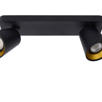 Lucide TURNON LED ceiling spotlight, 2x5W GU10, dim to warm 2200K-3000K, Black Aluminium, IP20