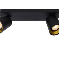 Lucide TURNON LED ceiling spotlight, 2x5W GU10, dim to warm 2200K-3000K, Black Aluminium, IP20