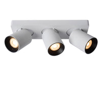 Lucide NIGEL LED ceiling spotlight, 3x5W GU10 dim to warm 2200K-3000K, adjustable aluminium White, IP20