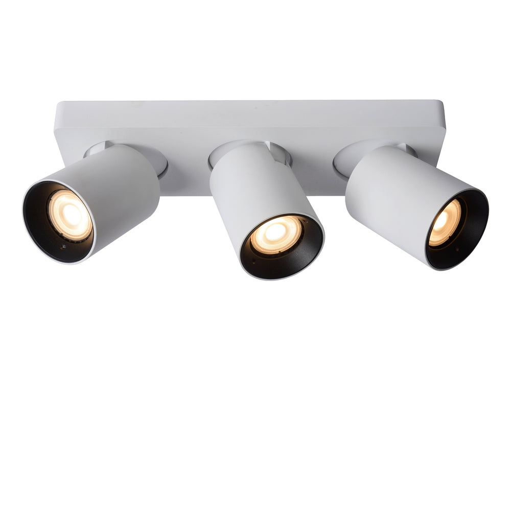Lucide NIGEL faretto da soffitto LED, 3x5W GU10 dim to warm 2200K-3000K, orientabile in alluminio Bianco, IP20